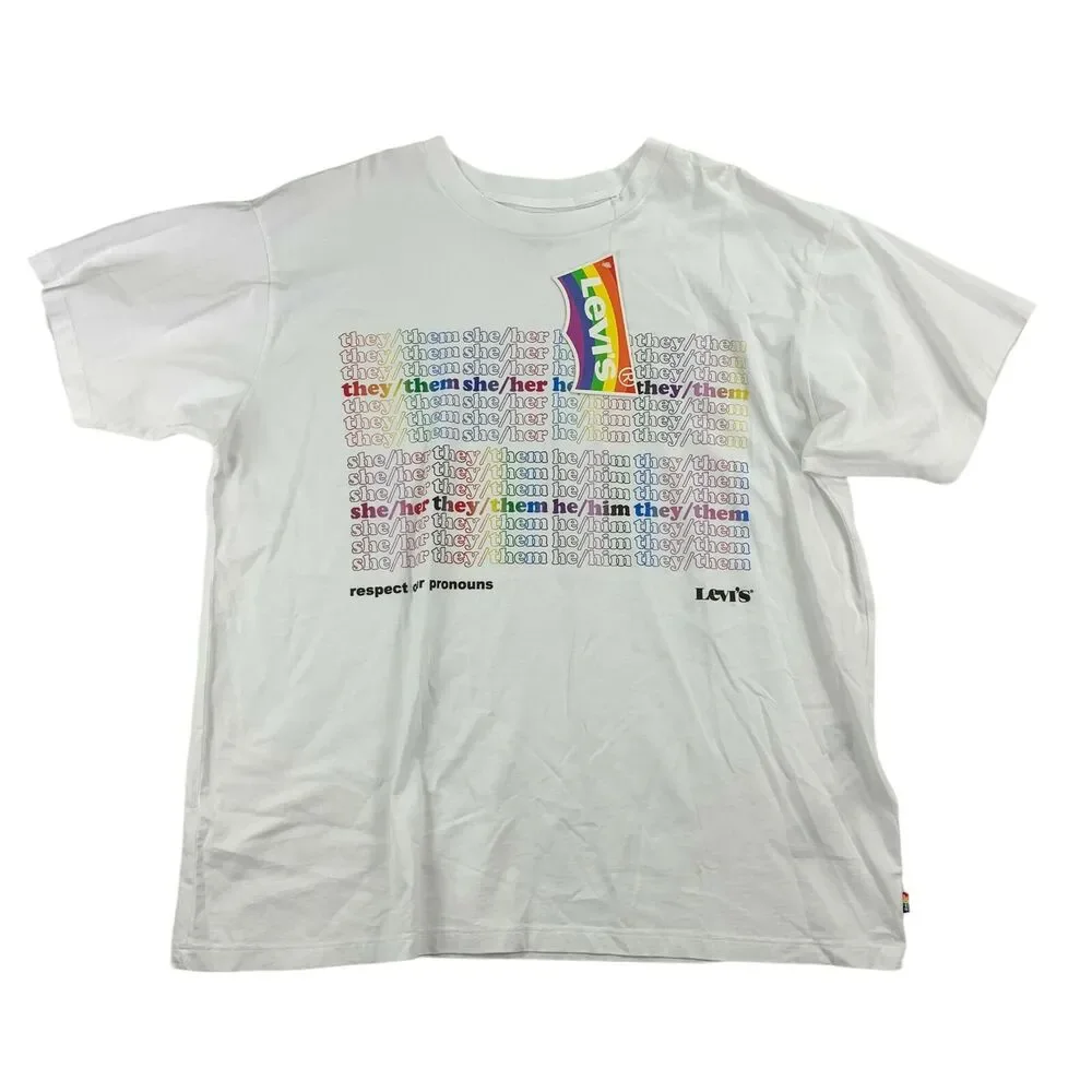 Levi's Mens Pride Liberation Road Trip OVERSIZED T-Shirt White L